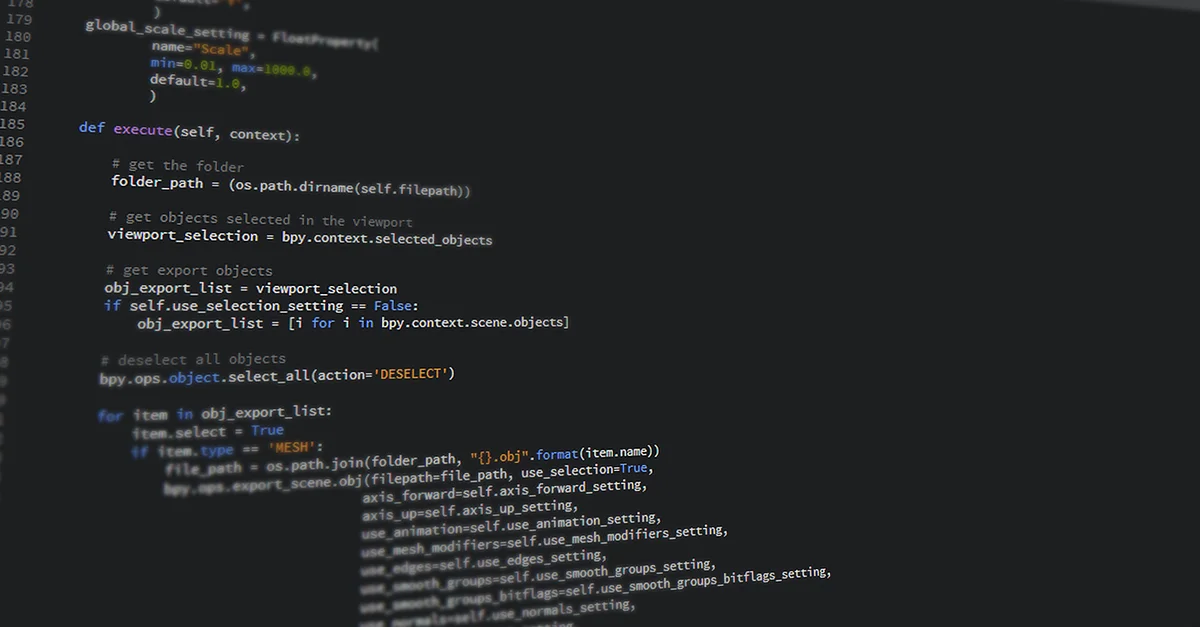 Vue en gros plan du code Python sur un écran d'ordinateur, reflétant le développement logiciel et la programmation.